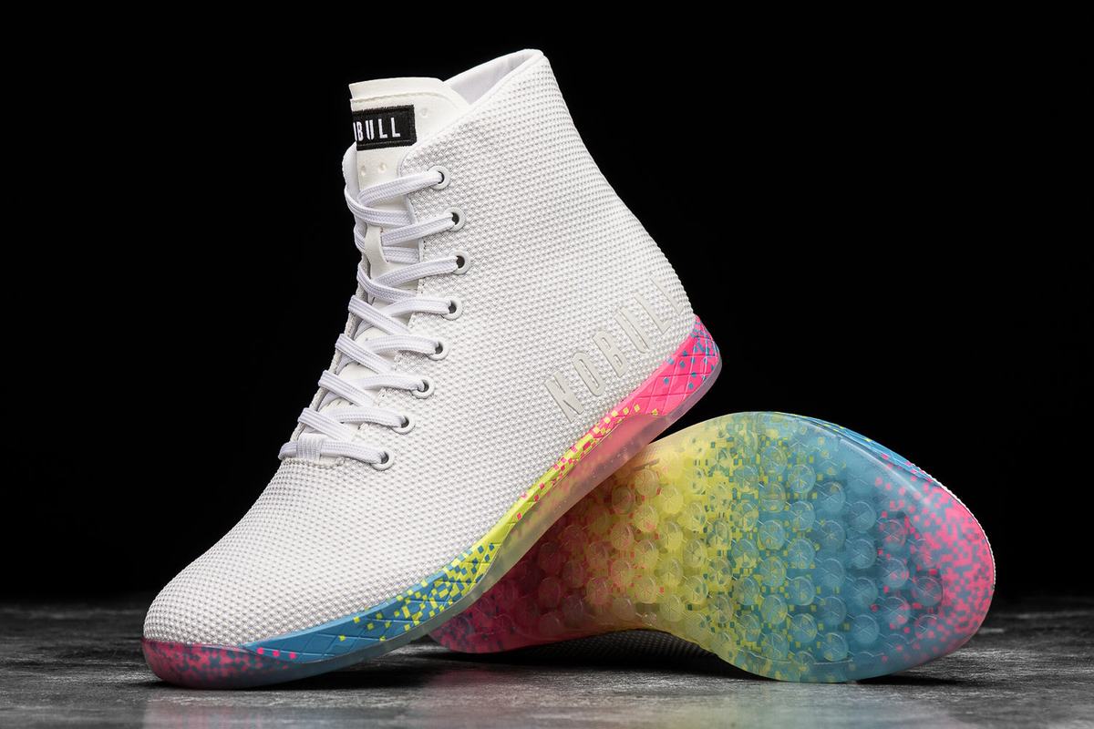 Nobull High-Top Neon Women's Trainers White | Australia (PG3618)